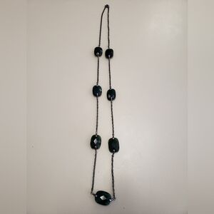 Gun metal necklace with dark green beads